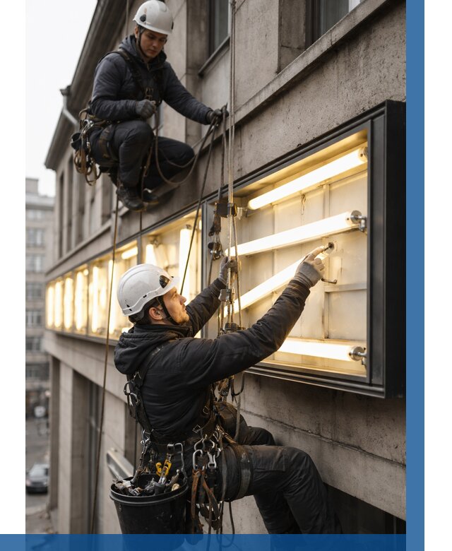 Замена ламп в вывеске в Георгиевске под ключ от 3607 р. | ВЫСОТНИК-Грг