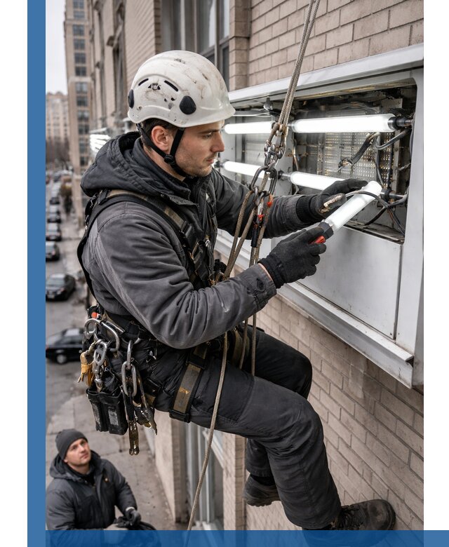 Профессиональная замена ламп в наружной вывеске в Георгиевске