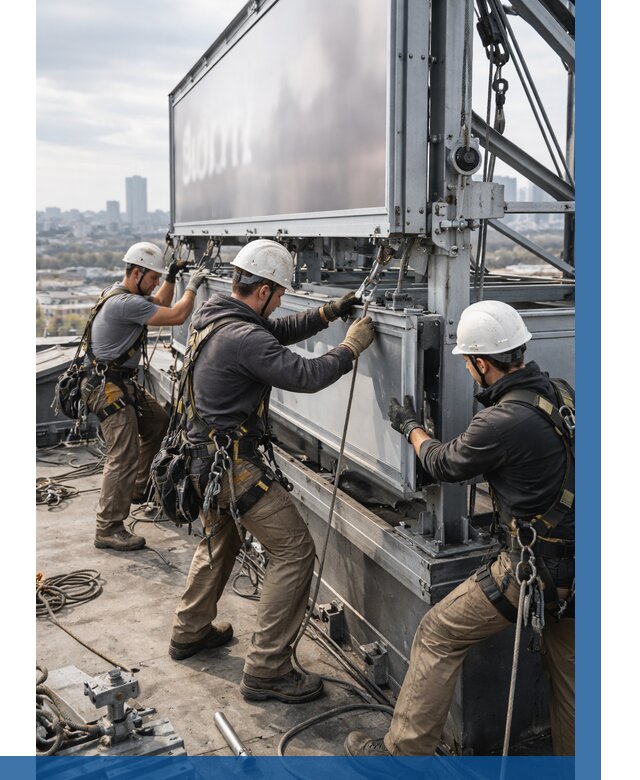 Монтаж крышной рекламной конструкции в Георгиевске от 61842 р.|ВЫСОТНИК-Грг