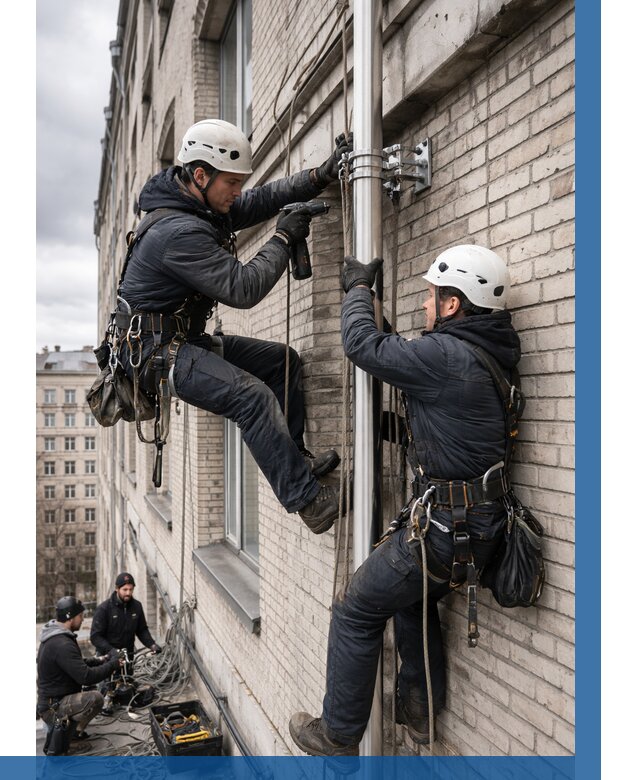 Монтаж флагштока на здании в Георгиевске от 6700 р. | ВЫСОТНИК-Грг