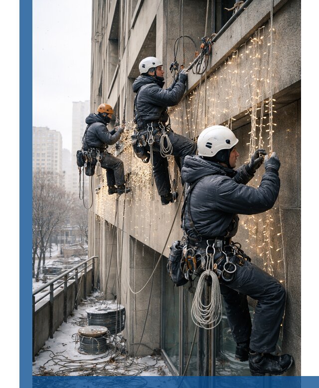 Монтаж новогодней иллюминации и украшение фасадов в Георгиевске