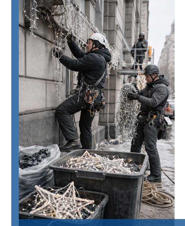 Демонтаж новогоднего оформления и гирлянд в Георгиевске