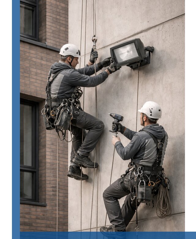 Профессиональный монтаж фасадных прожекторов в Георгиевске под ключ