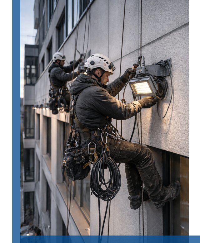 Монтаж фасадного освещения в Георгиевске установка и подключение