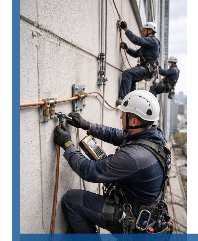 Монтаж системы заземления здания и молниезащиты в Георгиевске