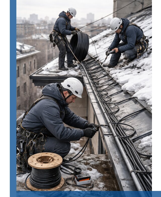 Монтаж греющего кабеля на кровле в Георгиевске под ключ