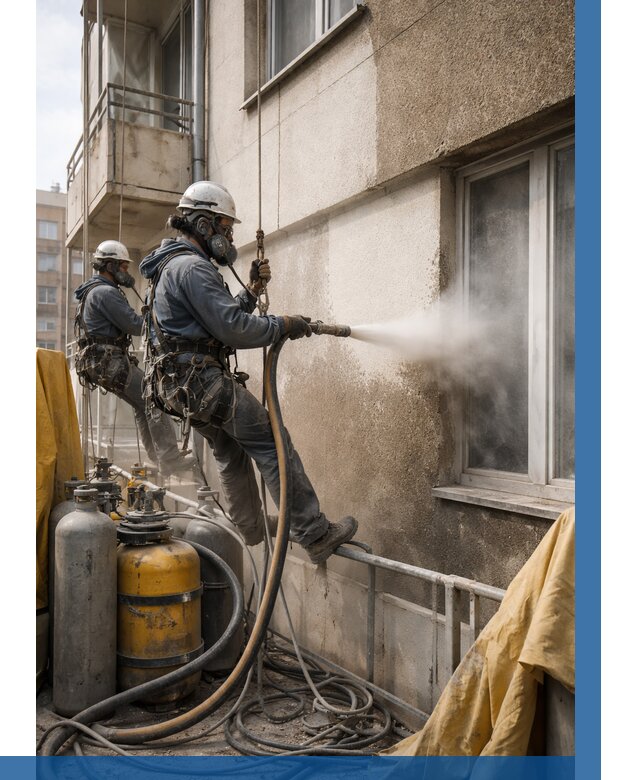 Пескоструйная очистка фасада в Георгиевске от 670 р. | ВЫСОТНИК-Грг