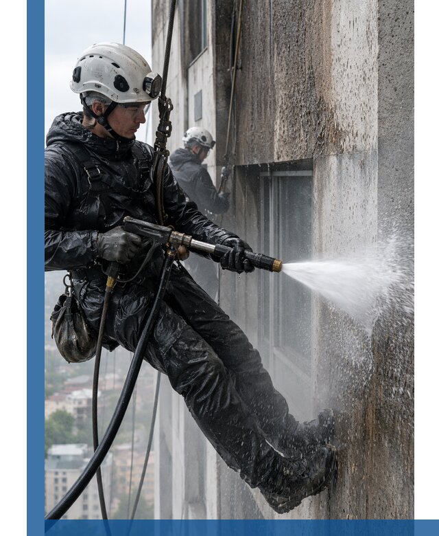 Гидроструйная очистка фасадов и конструкций в Георгиевске