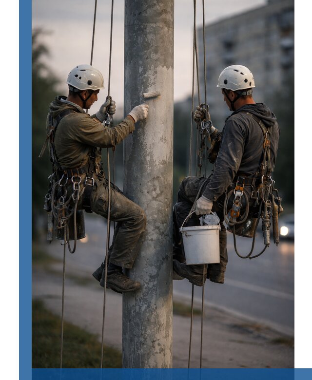 Покраска опор освещения и антикоррозийная защита в Георгиевске