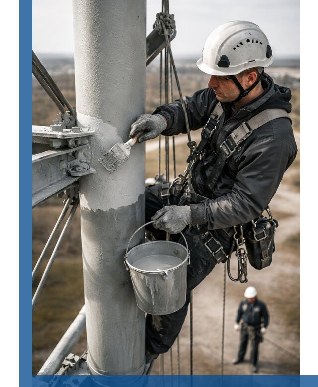 Покраска мачт связи в Георгиевске промышленными альпинистами
