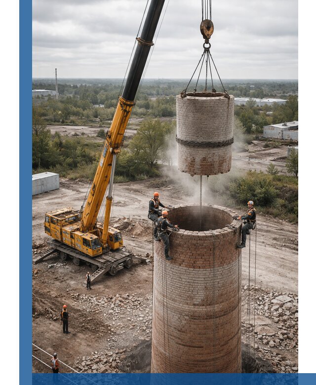 Демонтаж дымовой трубы в Георгиевске с гарантиями безопасности