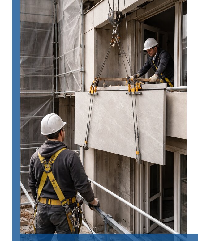 Подъем керамогранита на этаж в Георгиевске грузчиками и техникой