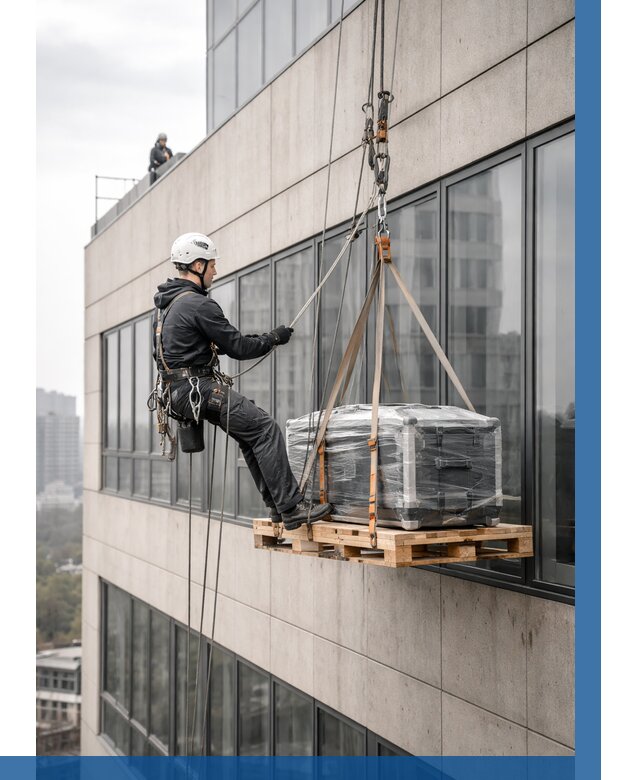 Спуск груза по фасаду в Георгиевске от 3607 р. | ВЫСОТНИК-Грг