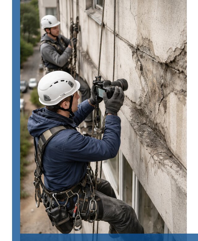 Фотофиксация дефектов фасада с высотной съемкой в Георгиевске