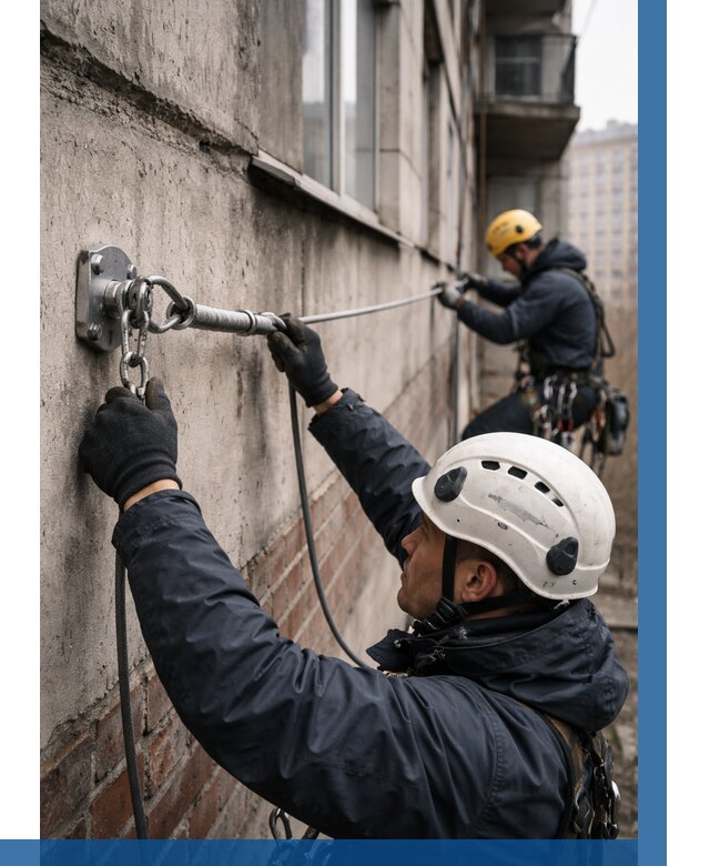 Монтаж анкерных линий в Георгиевске от 3092 р. | ВЫСОТНИК-Грг